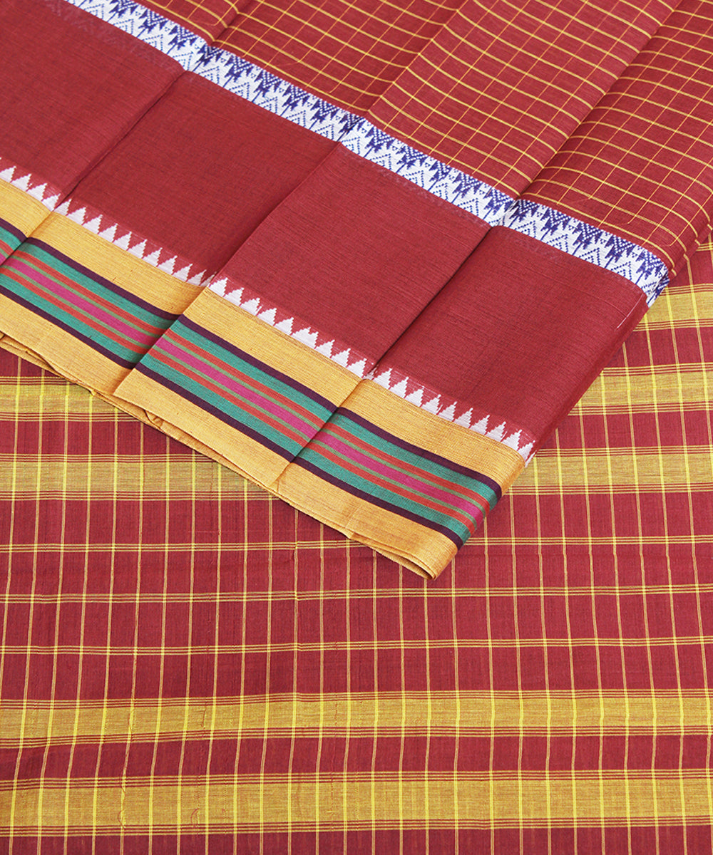 Red hand loom narayanpet cotton sari