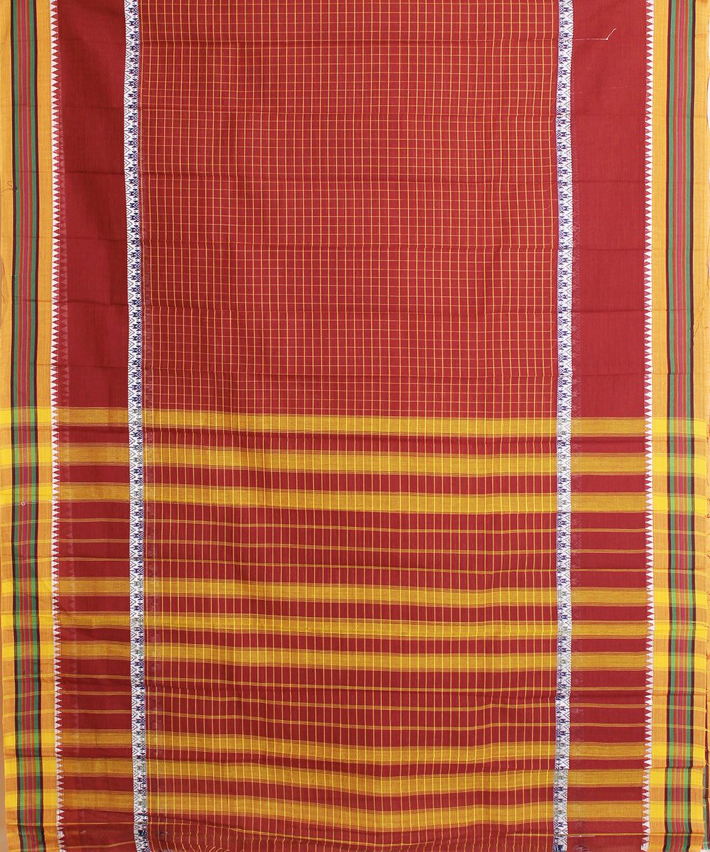 Red hand loom narayanpet cotton sari