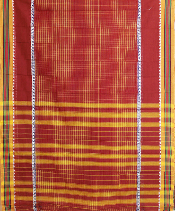Red hand loom narayanpet cotton sari