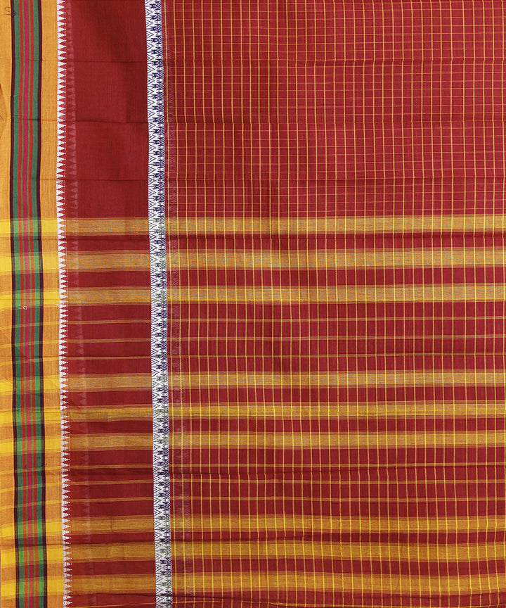Red hand loom narayanpet cotton sari
