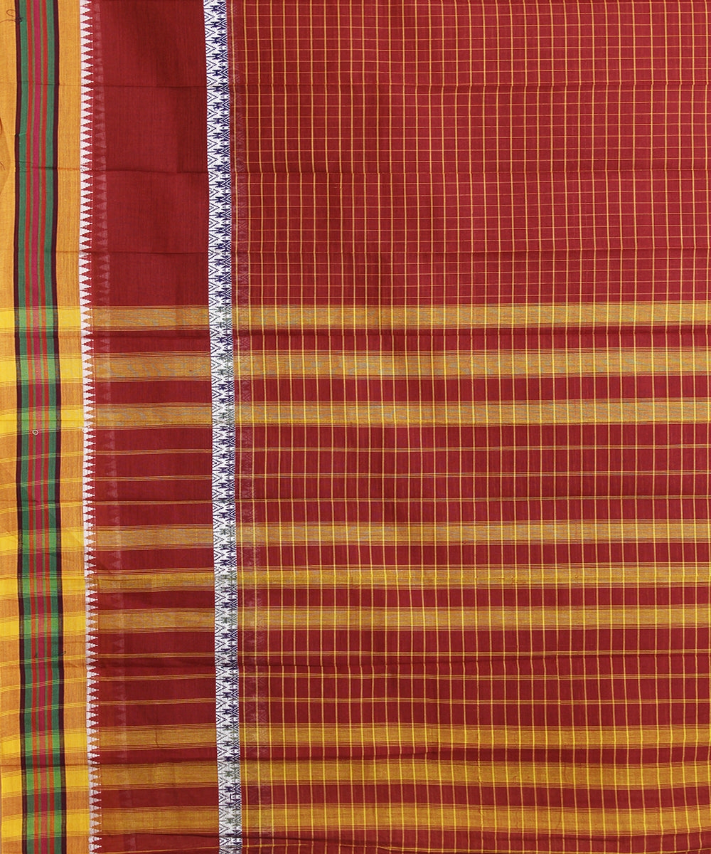 Red hand loom narayanpet cotton sari
