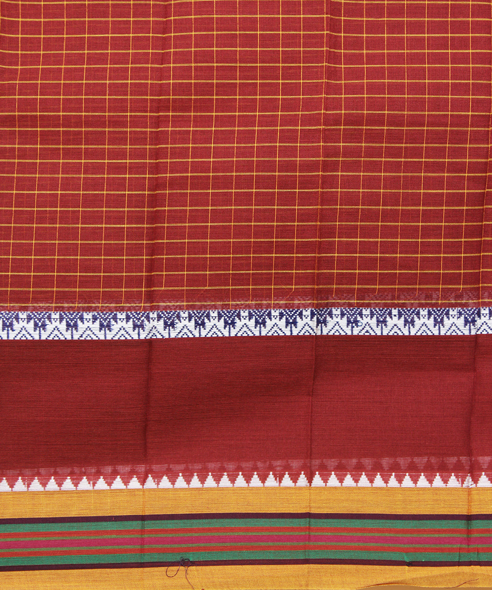 Red hand loom narayanpet cotton sari