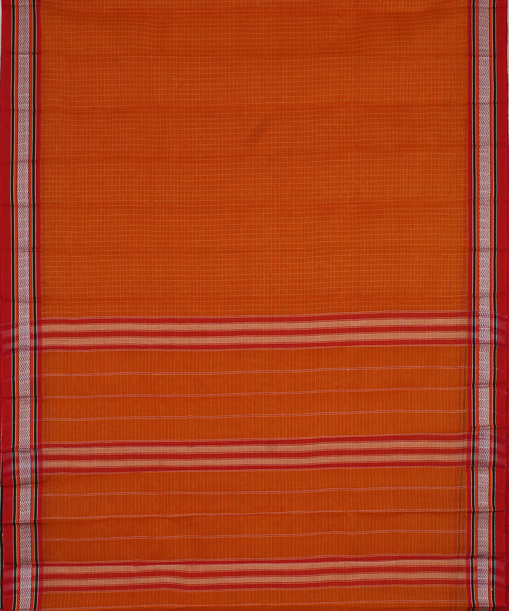 Orange handwoven cotton narayanpet saree