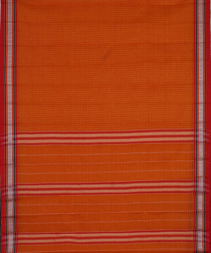 Orange handwoven cotton narayanpet saree