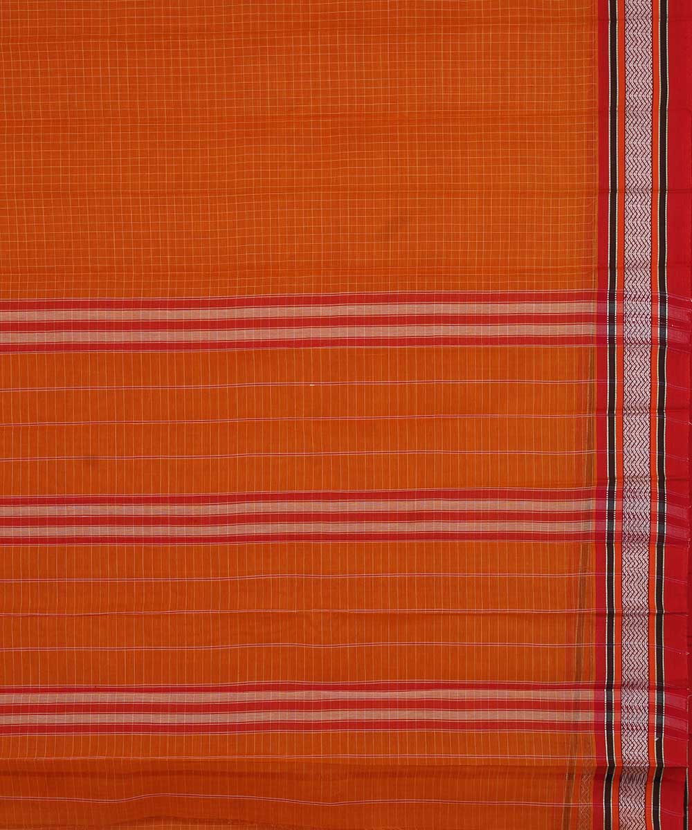 Orange handwoven cotton narayanpet saree