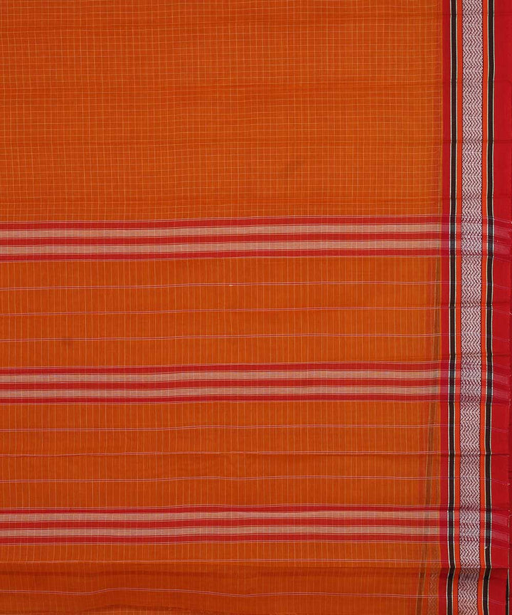 Orange handwoven cotton narayanpet saree