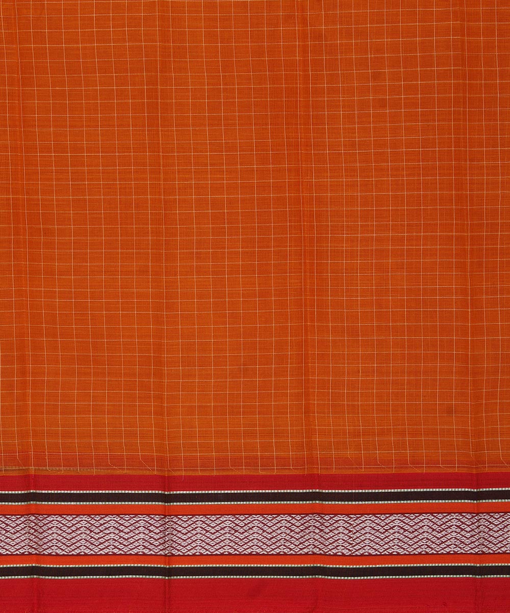 Orange handwoven cotton narayanpet saree