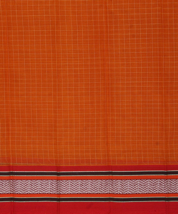 Orange handwoven cotton narayanpet saree