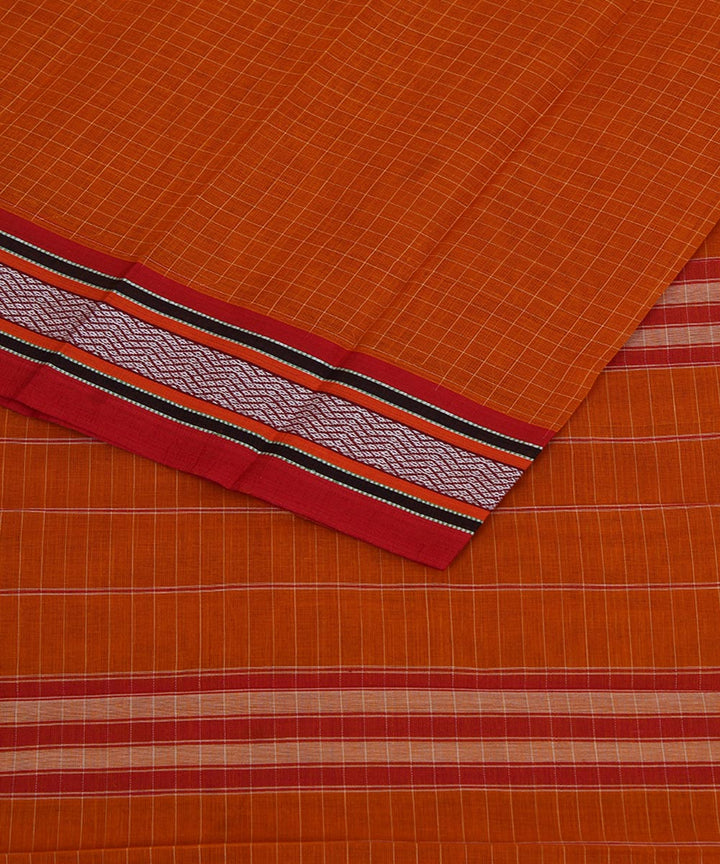 Orange handwoven cotton narayanpet saree