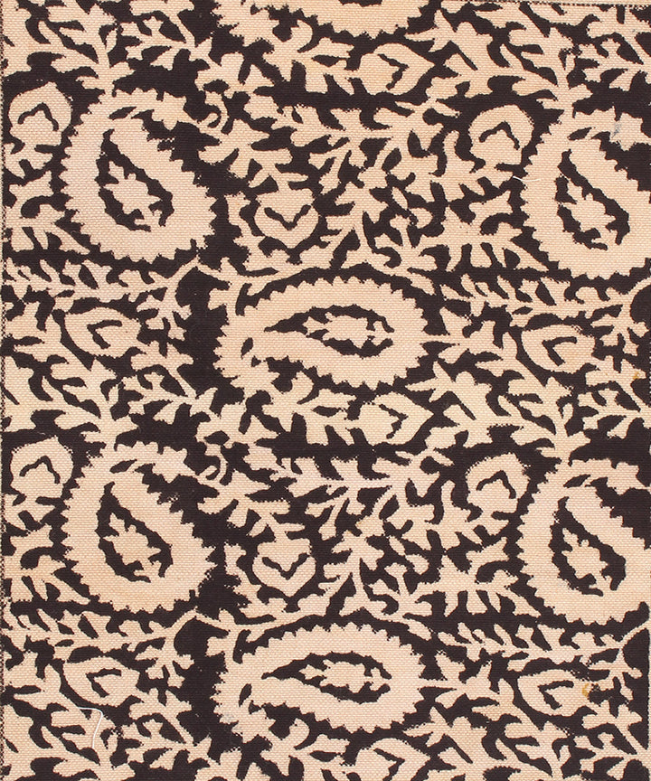 Black white hand printed kalamkari cotton table mat