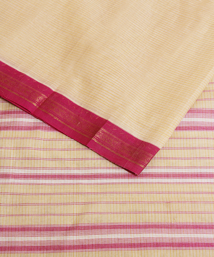 Cream hand woven narayanpet cotton sari