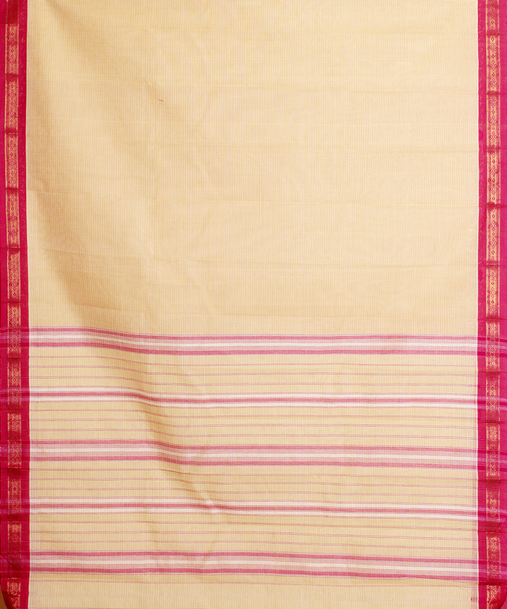 Cream hand woven narayanpet cotton sari