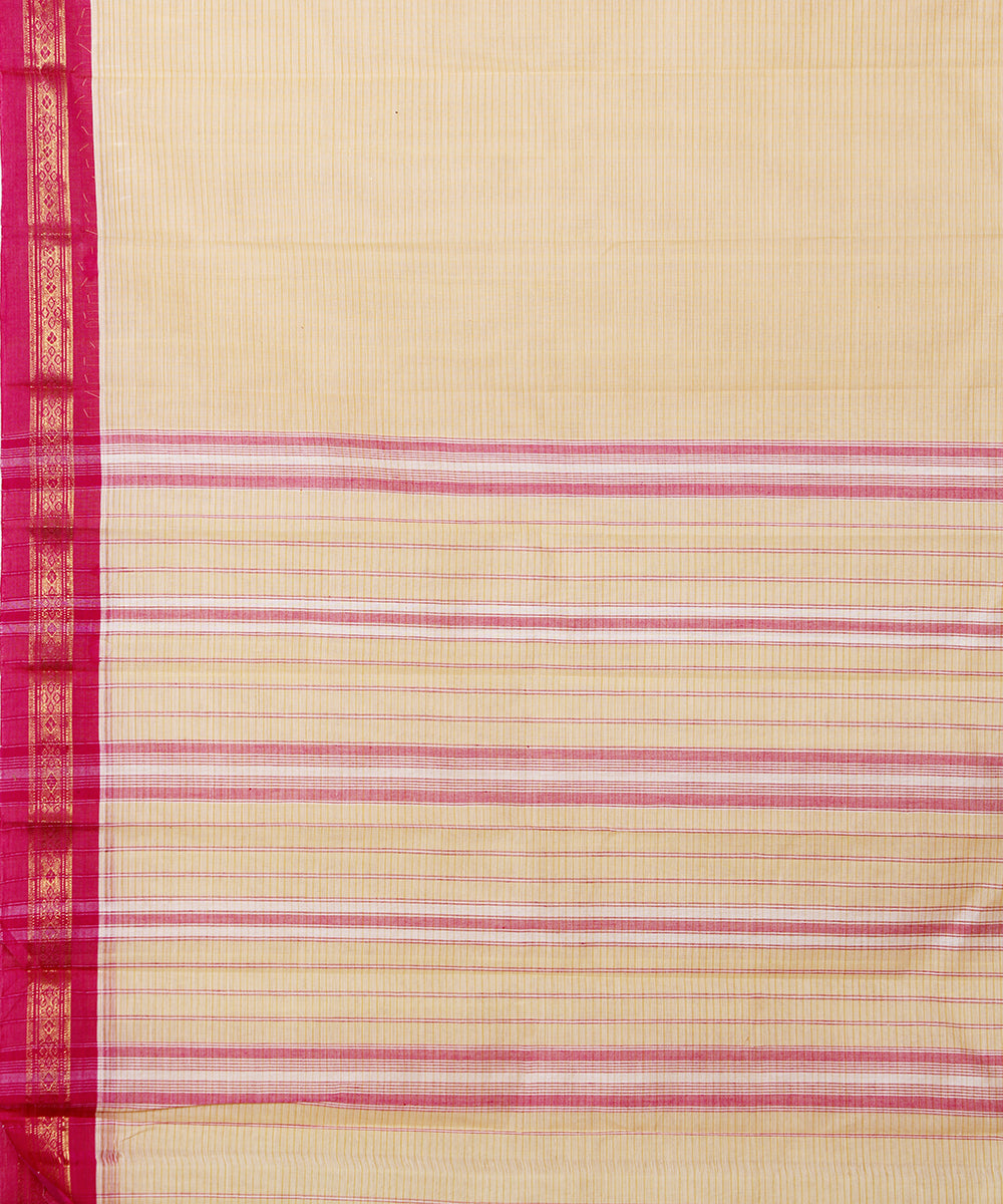 Cream hand woven narayanpet cotton sari