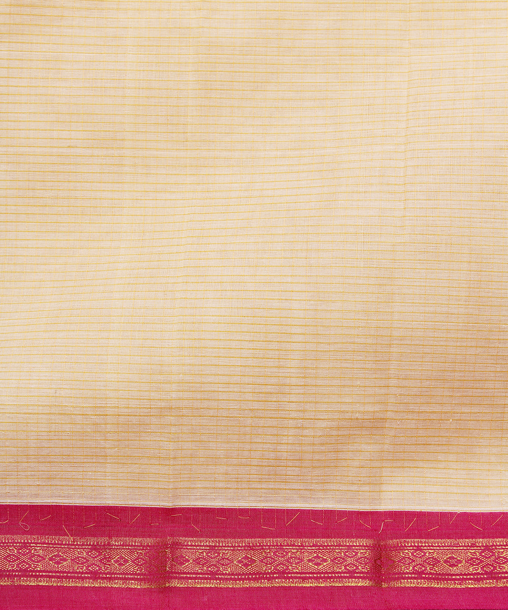 Cream hand woven narayanpet cotton sari