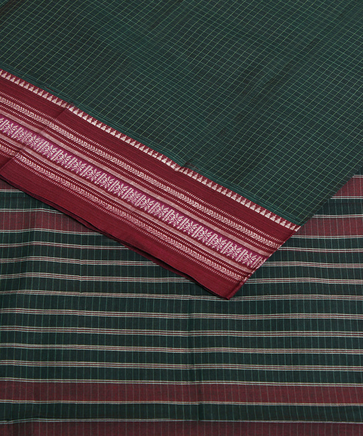 Dark green handwoven narayanpet cotton sari