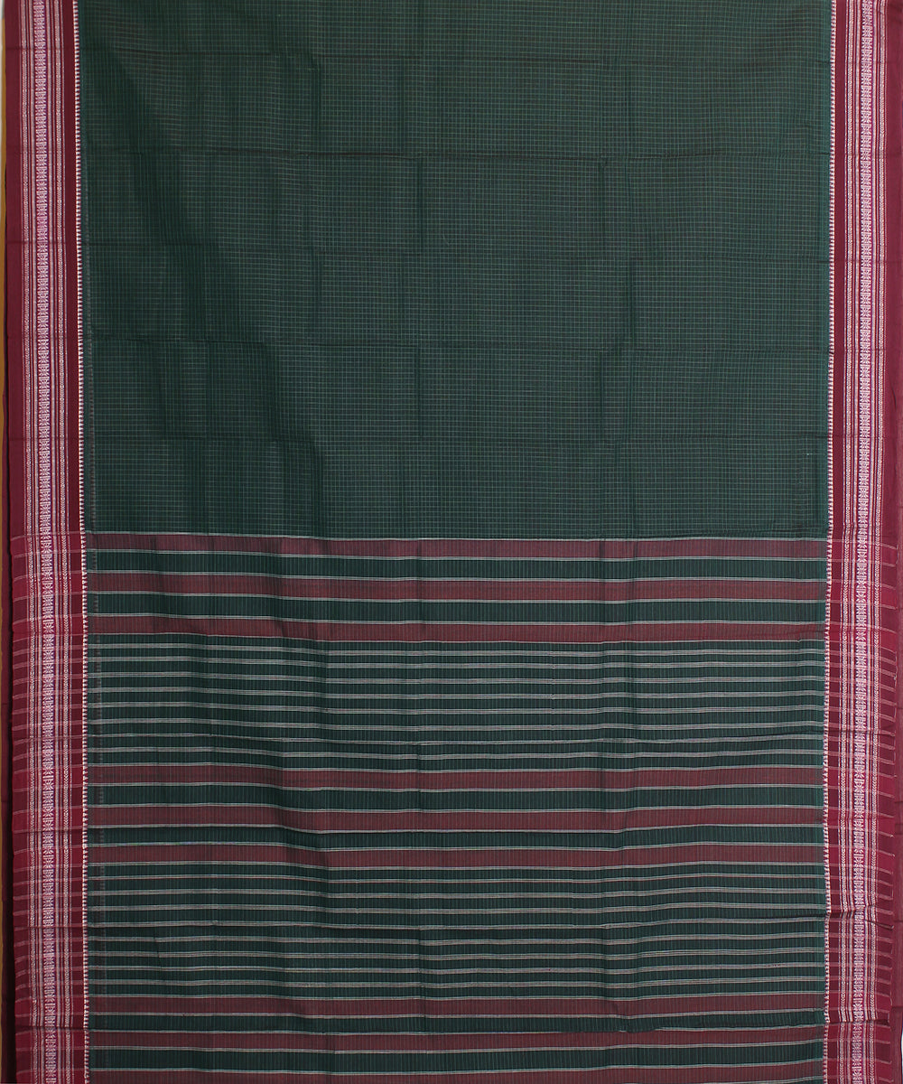 Dark green handwoven narayanpet cotton sari