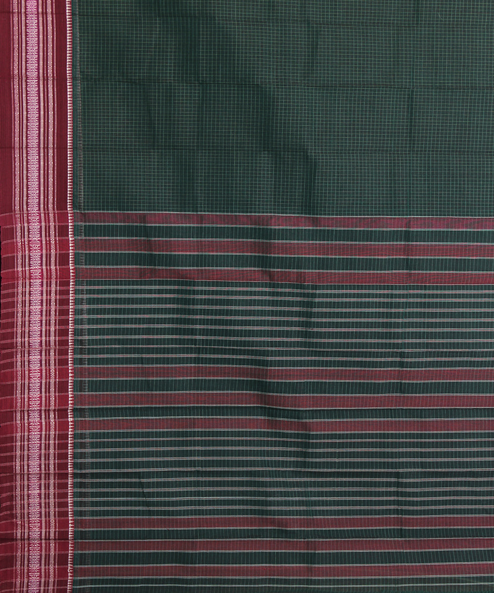 Dark green handwoven narayanpet cotton sari