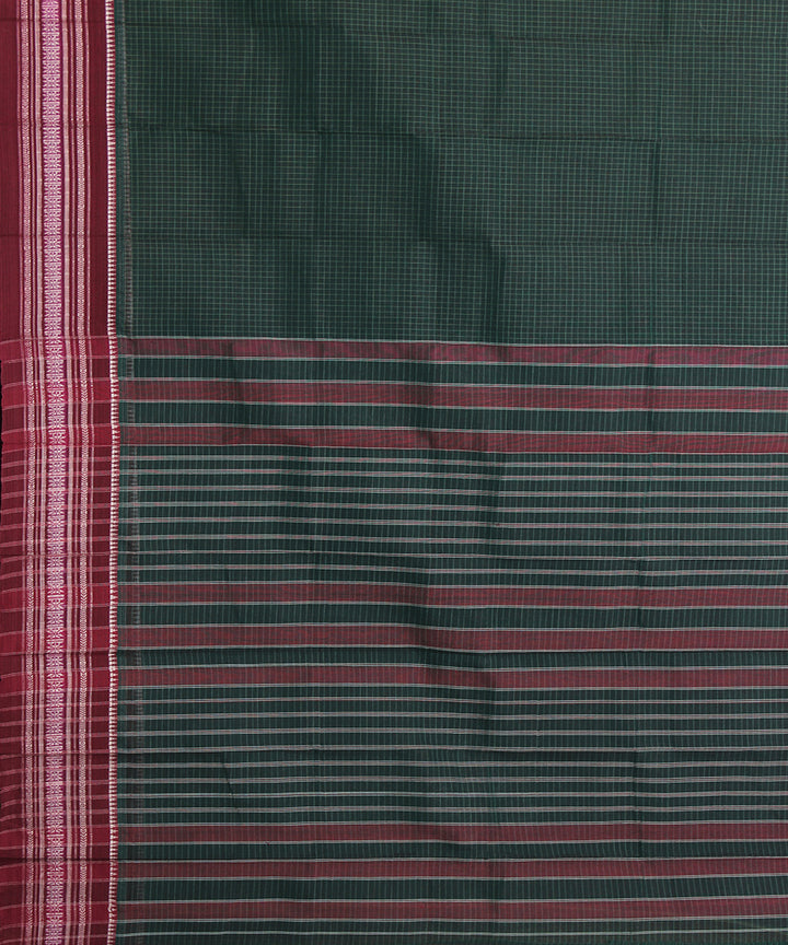 Dark green handwoven narayanpet cotton sari