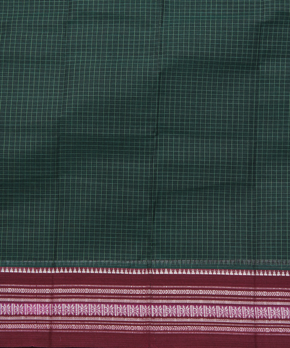 Dark green handwoven narayanpet cotton sari