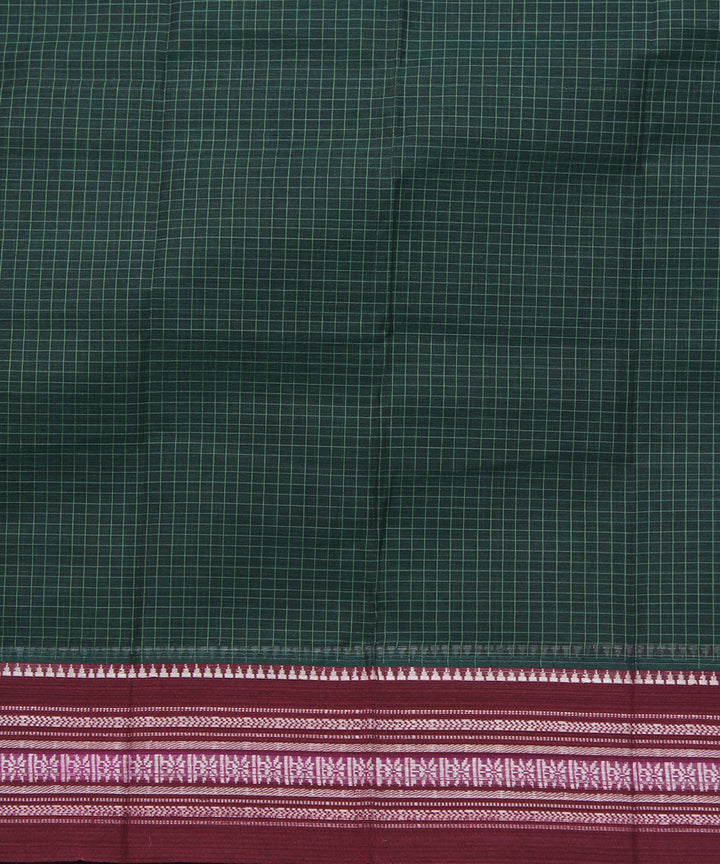 Dark green handwoven narayanpet cotton sari