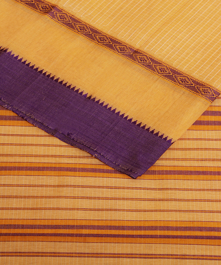 Yellow hand loom narayanpet cotton sari