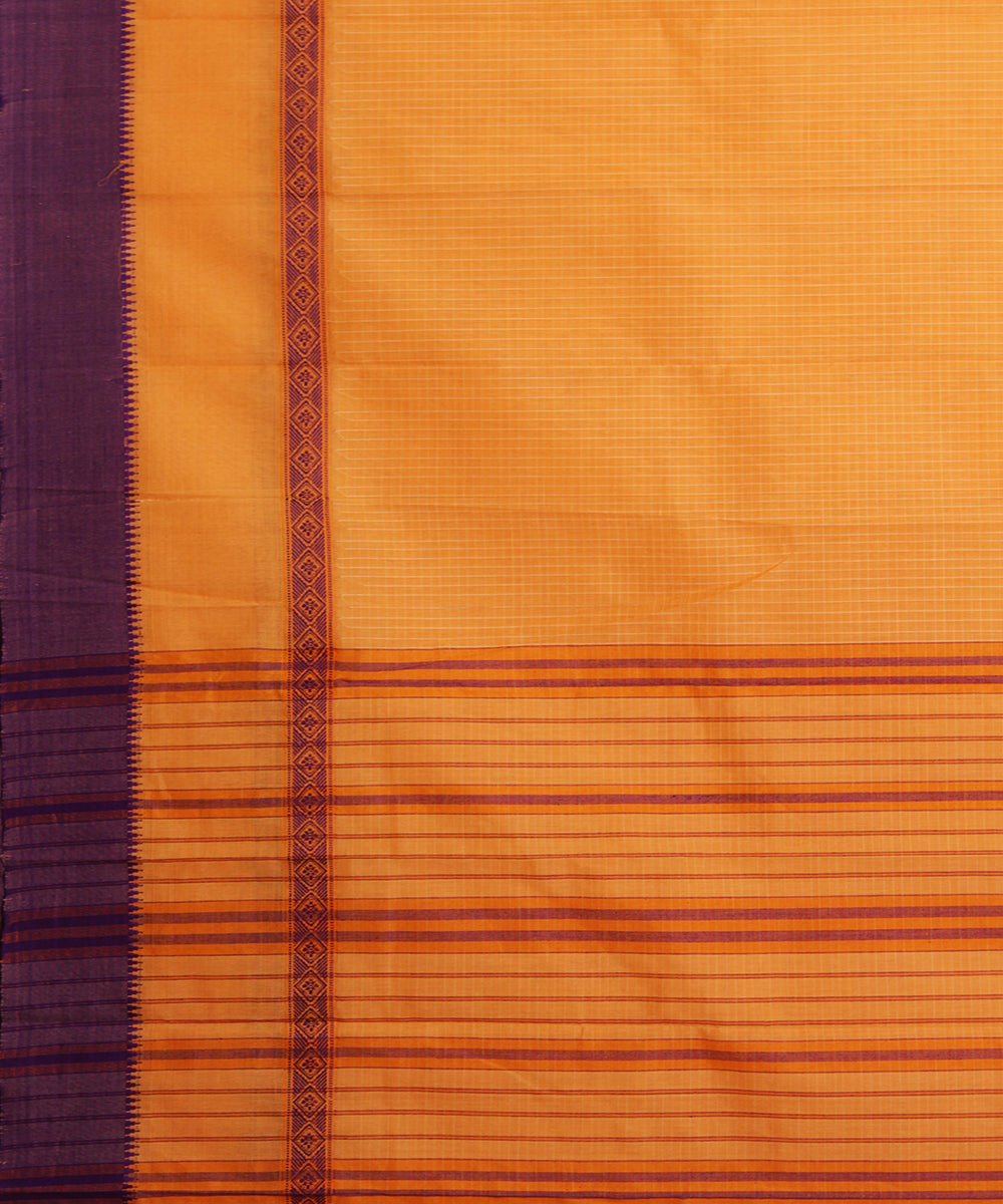 Yellow hand loom narayanpet cotton sari