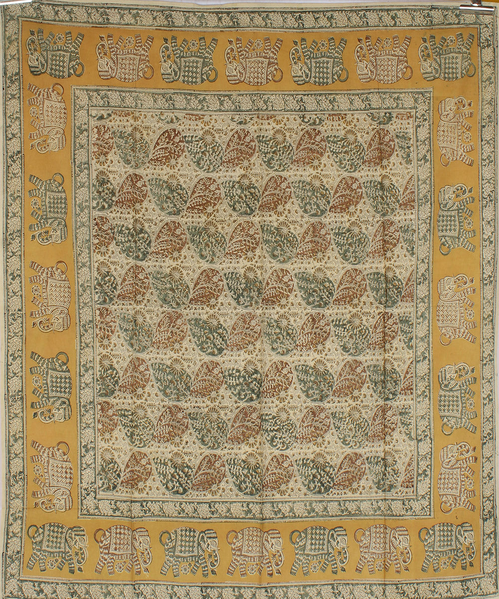 White multicolour hand printed kalamkari square scarf