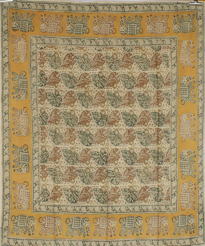 White multicolour hand printed kalamkari square scarf
