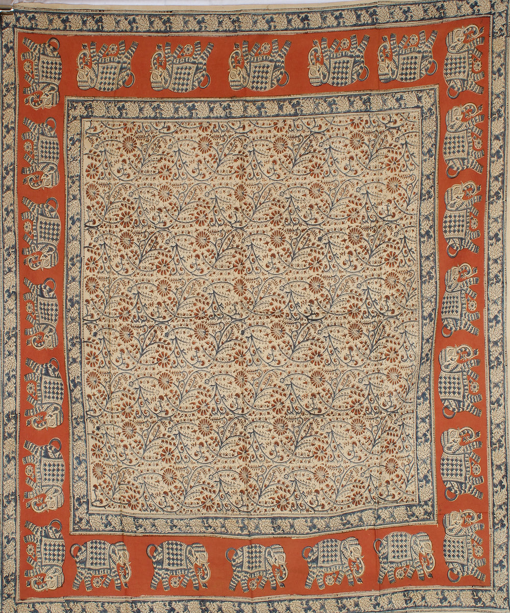 Multi color hand printed kalamkari square scarf