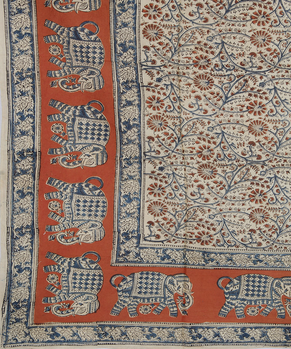 Multi color hand printed kalamkari square scarf