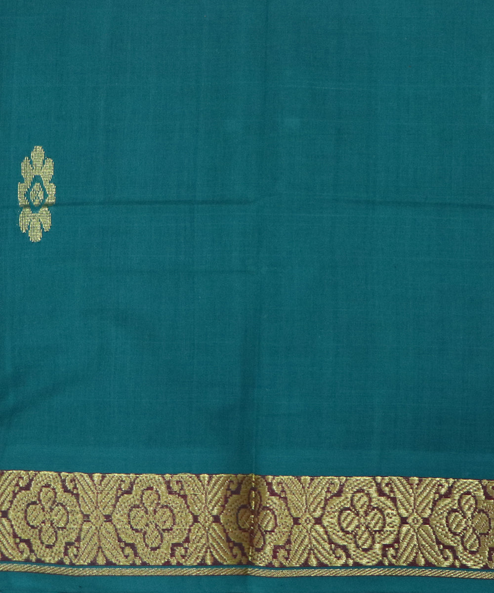 Green blue handloom cotton bandar saree
