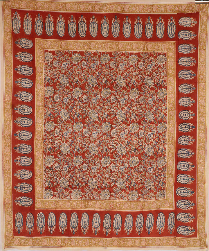 Multicolour hand printed kalamkari square scarf