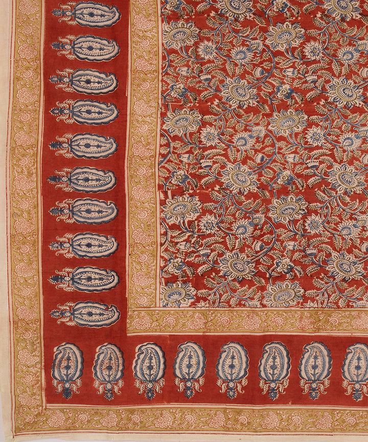 Multicolour hand printed kalamkari square scarf