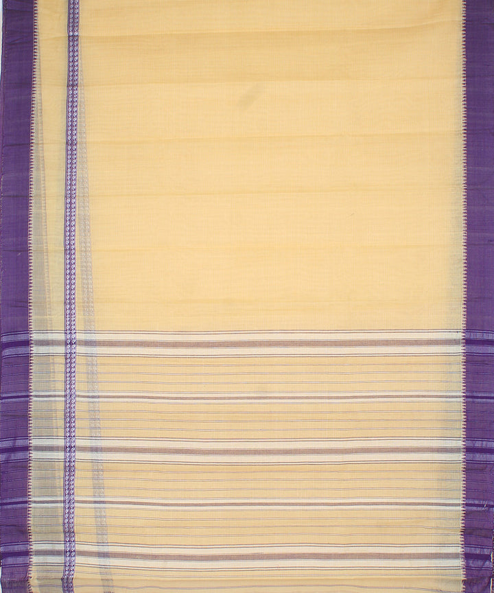 Cream and purple cotton handloom narayanapet saree