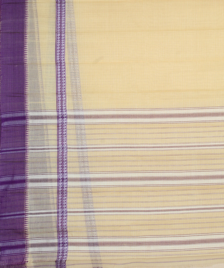 Cream and purple cotton handloom narayanapet saree