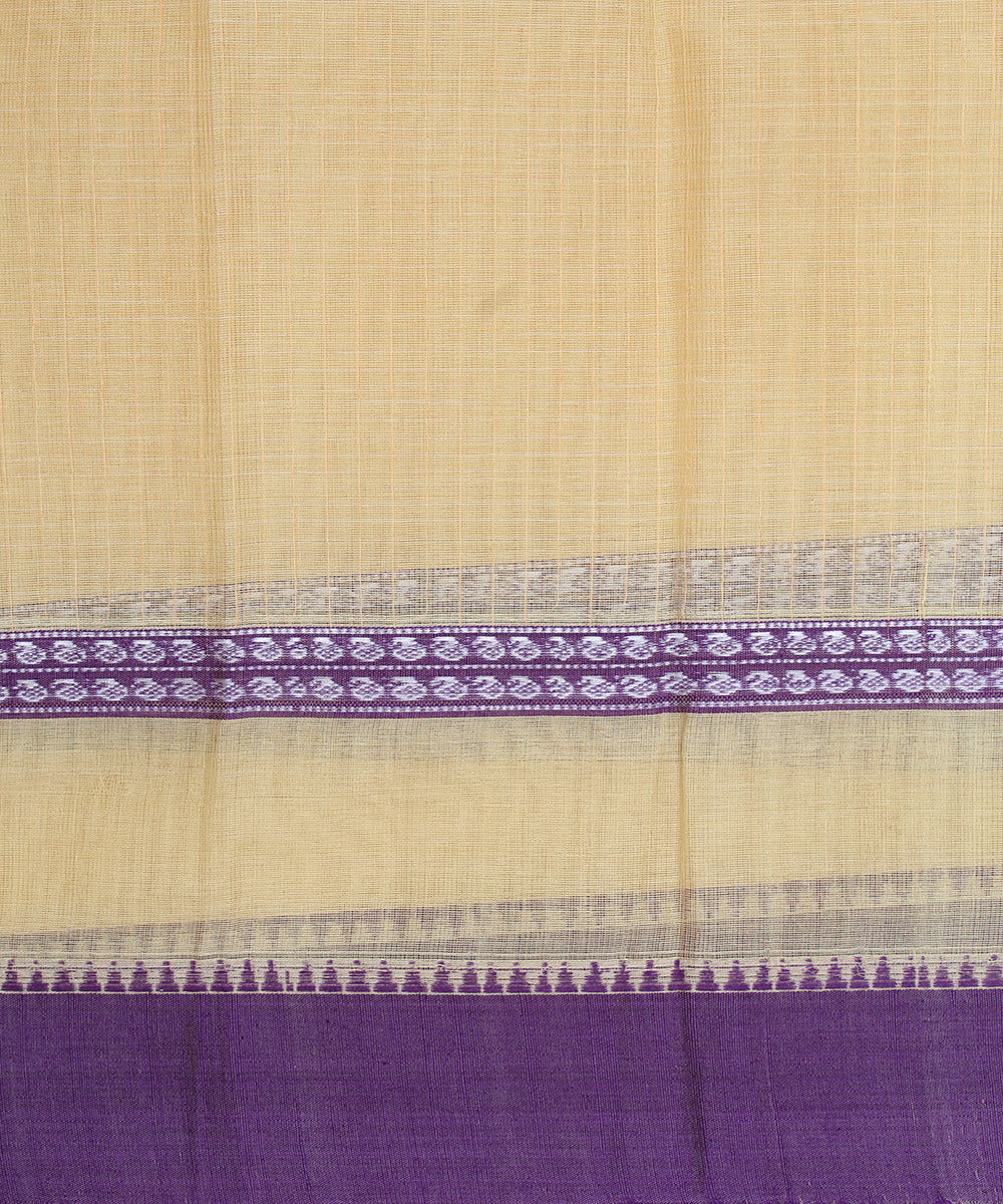 Cream and purple cotton handloom narayanapet saree