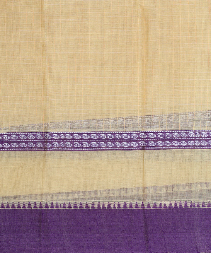 Cream and purple cotton handloom narayanapet saree