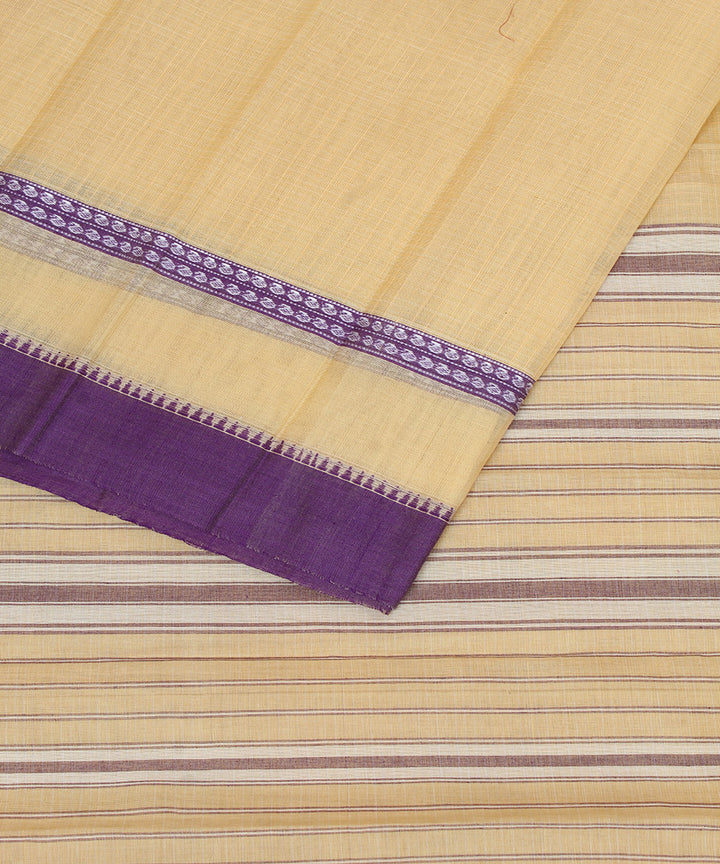 Cream and purple cotton handloom narayanapet saree