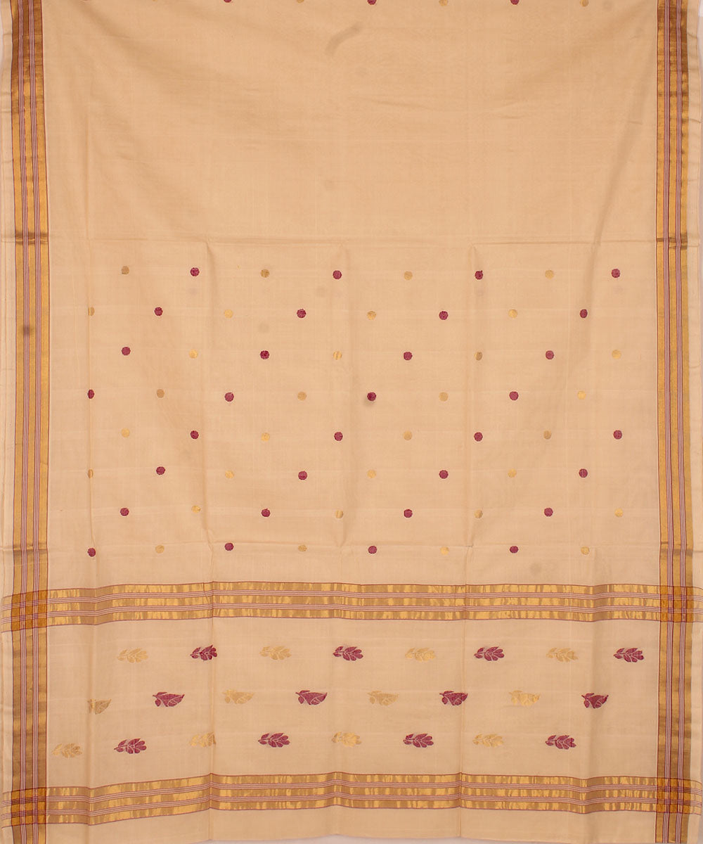 Cream cotton handwoven venkatagiri saree