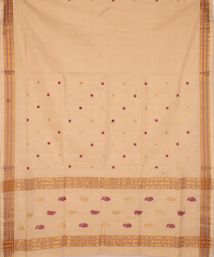 Cream cotton handwoven venkatagiri saree