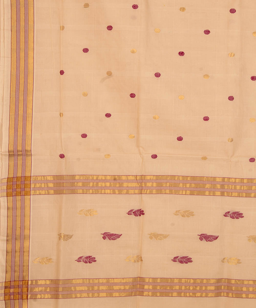 Cream cotton handwoven venkatagiri saree