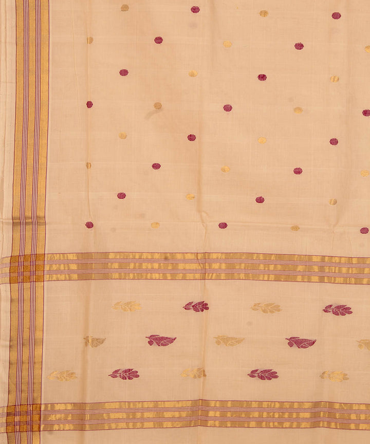 Cream cotton handwoven venkatagiri saree