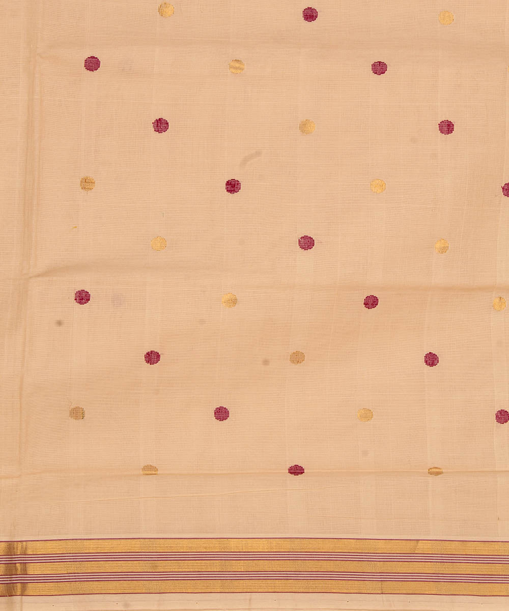 Cream cotton handwoven venkatagiri saree