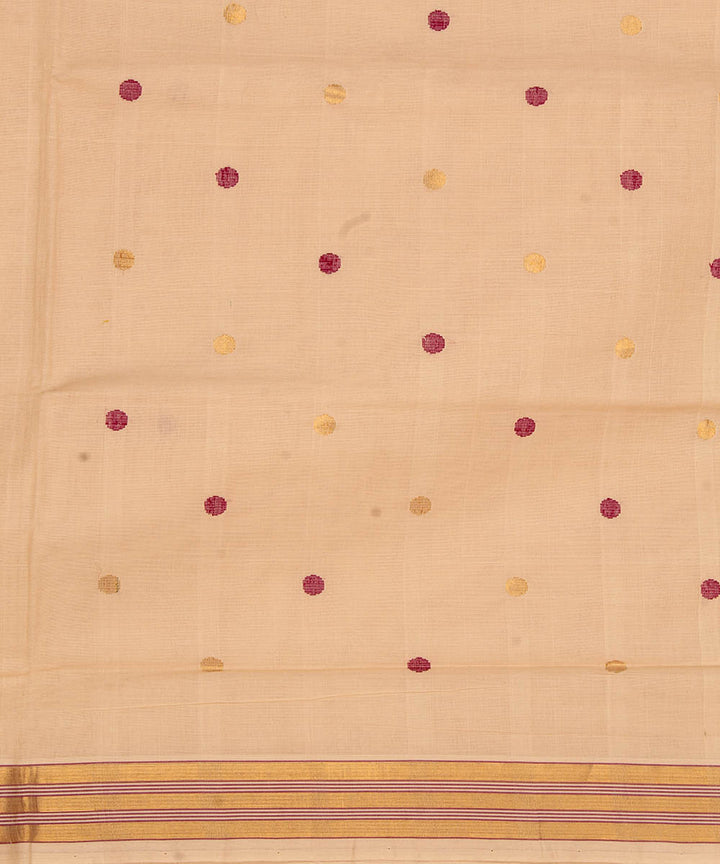 Cream cotton handwoven venkatagiri saree