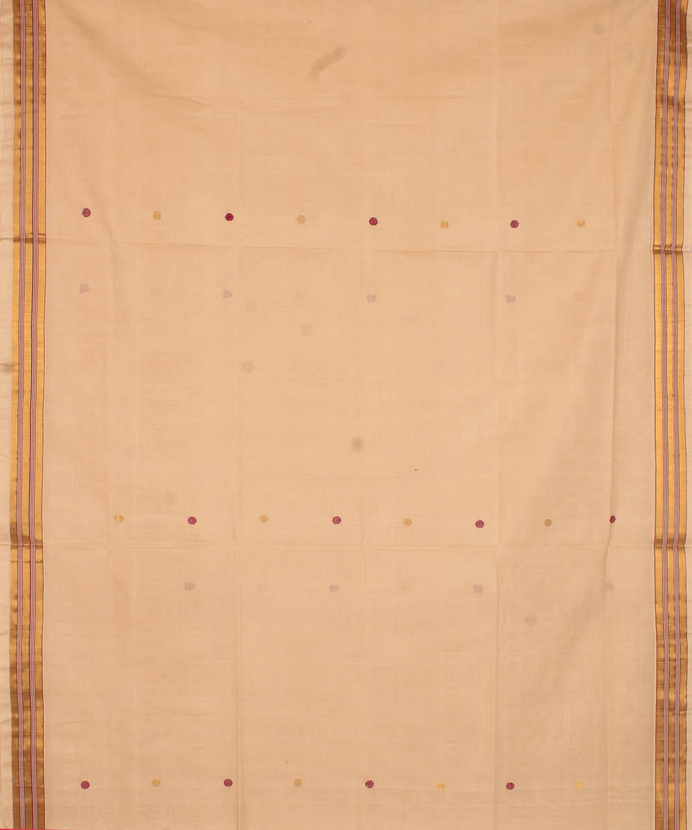 Cream cotton handwoven venkatagiri saree