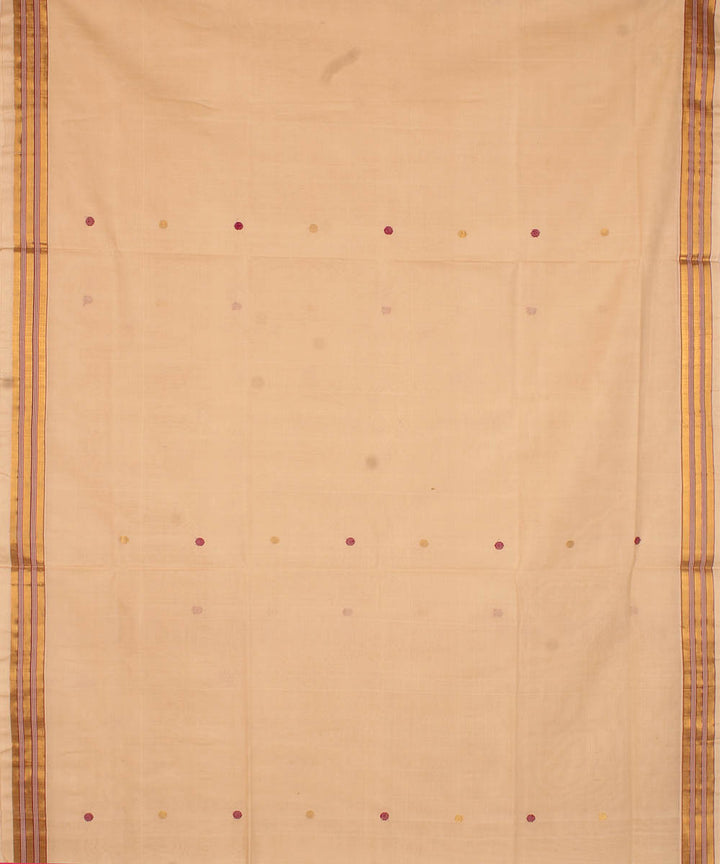 Cream cotton handwoven venkatagiri saree
