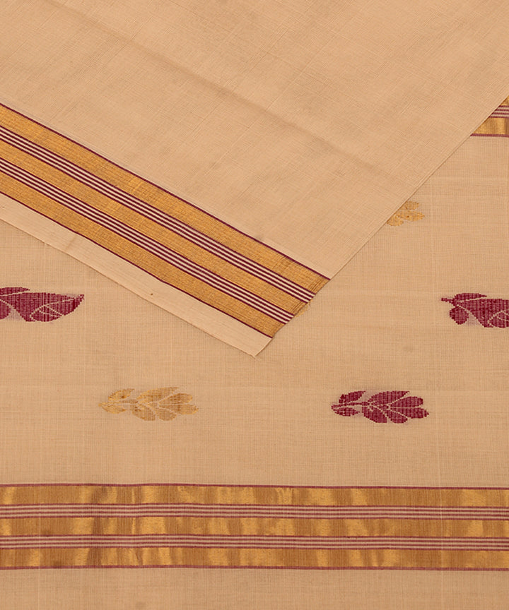 Cream cotton handwoven venkatagiri saree