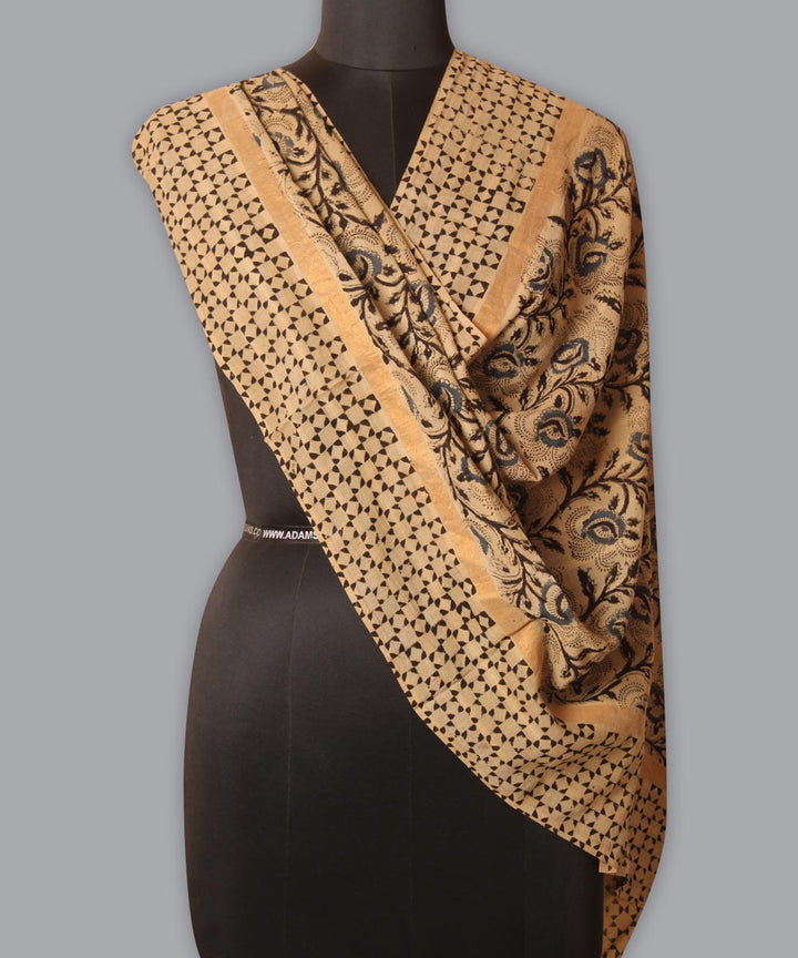 Multicolor cotton hand block printed kalamkari dupatta