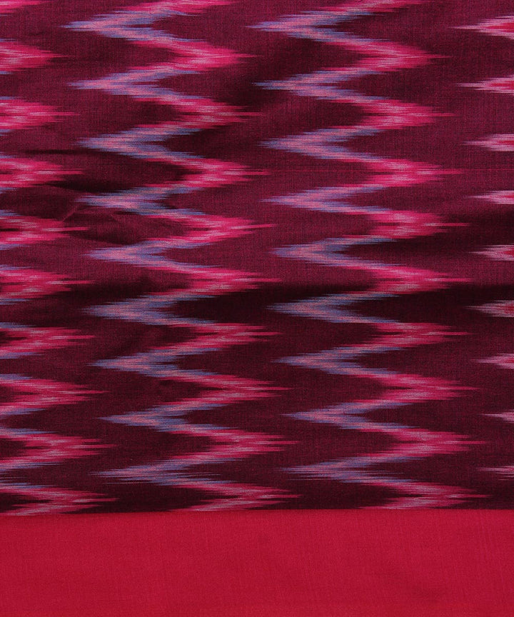 Dark red handwoven cotton pochampally ikat saree