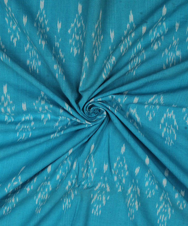 Sky blue handwoven cotton pochampally ikat fabric